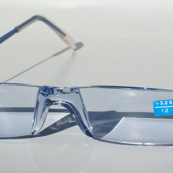 (NWT) Vintage 90's Rectangle Rimless Half Frame Reading Sunglasses +3.00 (Blue) - Picture 1 of 4